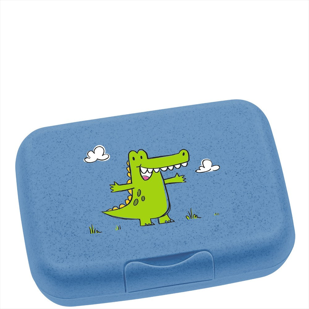 Blå matlåda för barn med en söt krokodil