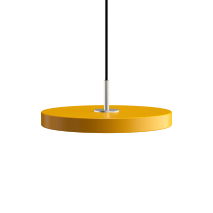 Taklampa Asteria Mini Saffron Yellow med toppdel i stål