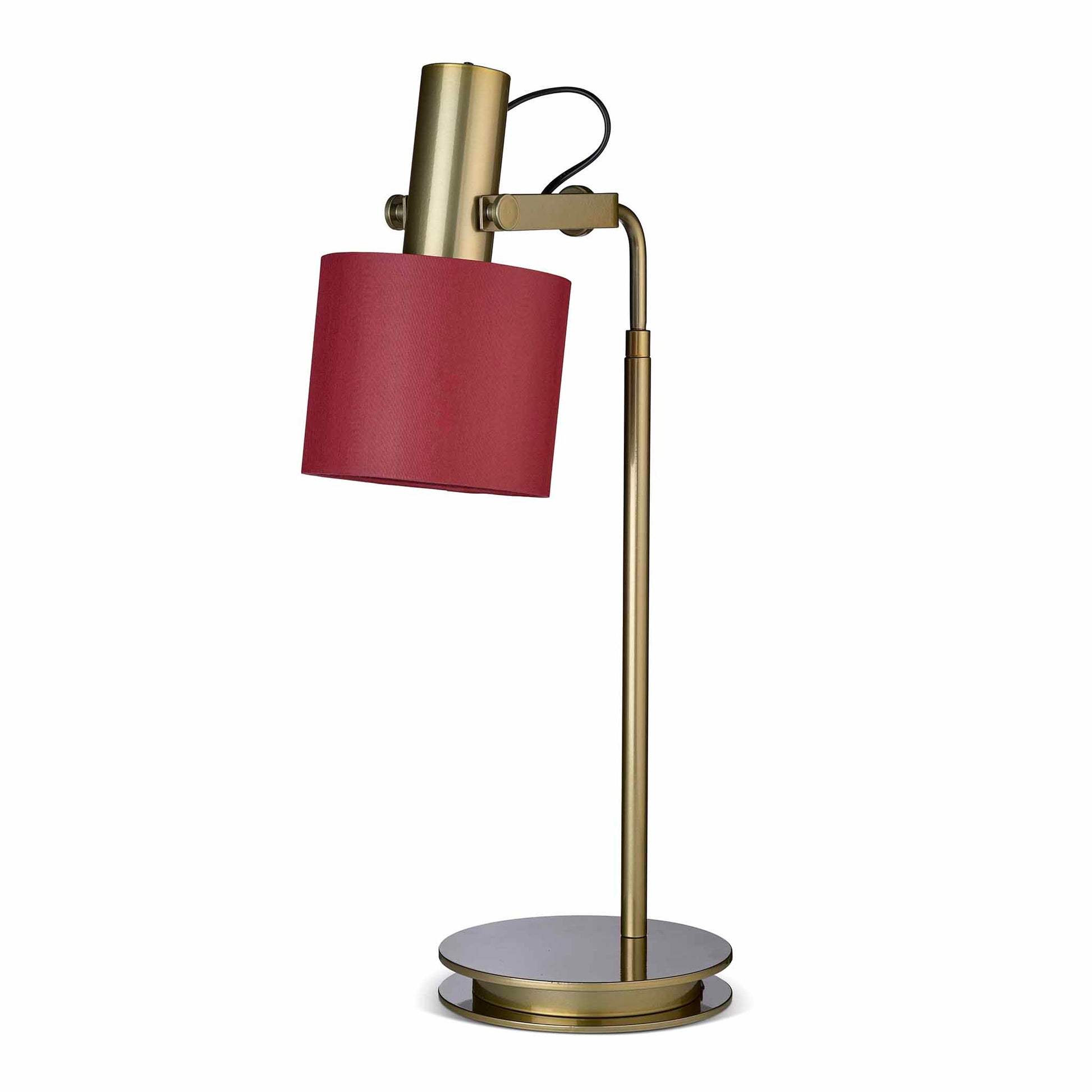 Bordslampa i mässing med röd lampskärm